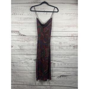 Resa Dress Women's XS Multicolor Floral Cowl Neck Slip Maxi Backless Tie Back